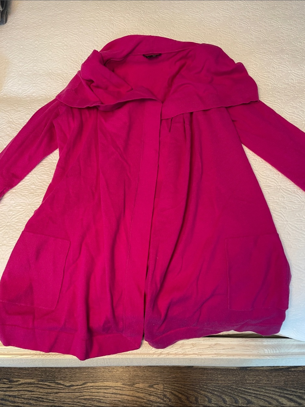Theory Fuchsia Open-Front Draped Cardigan